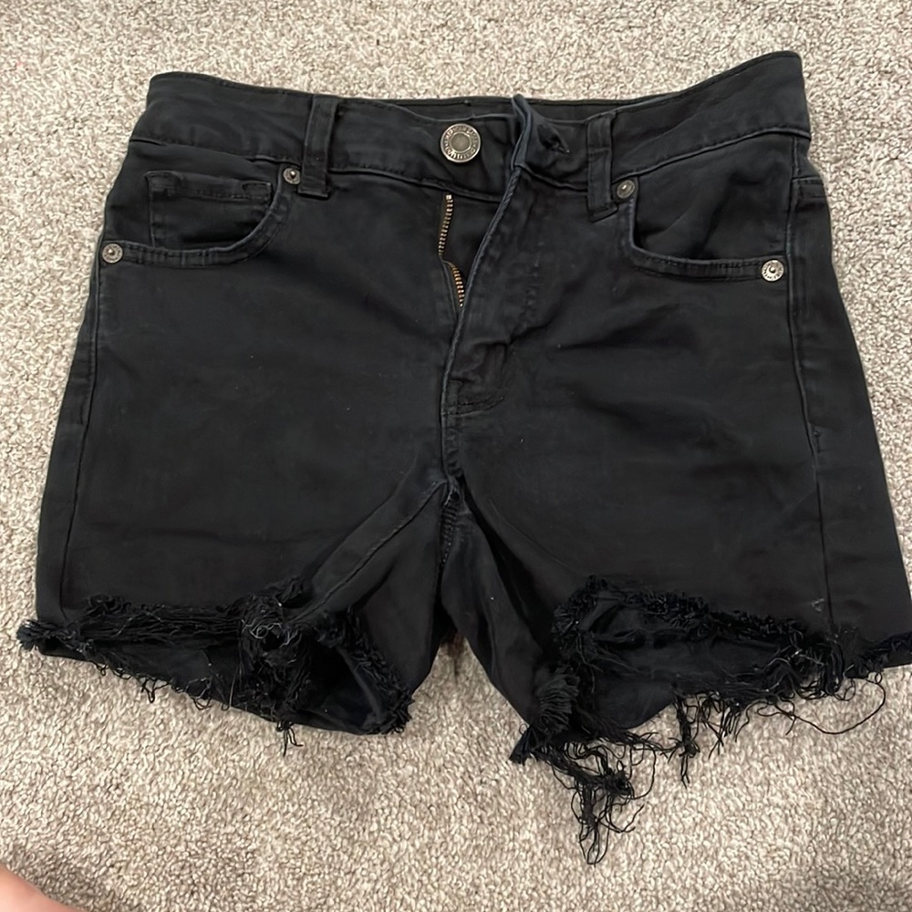 size 0 american eagle black jean shorts